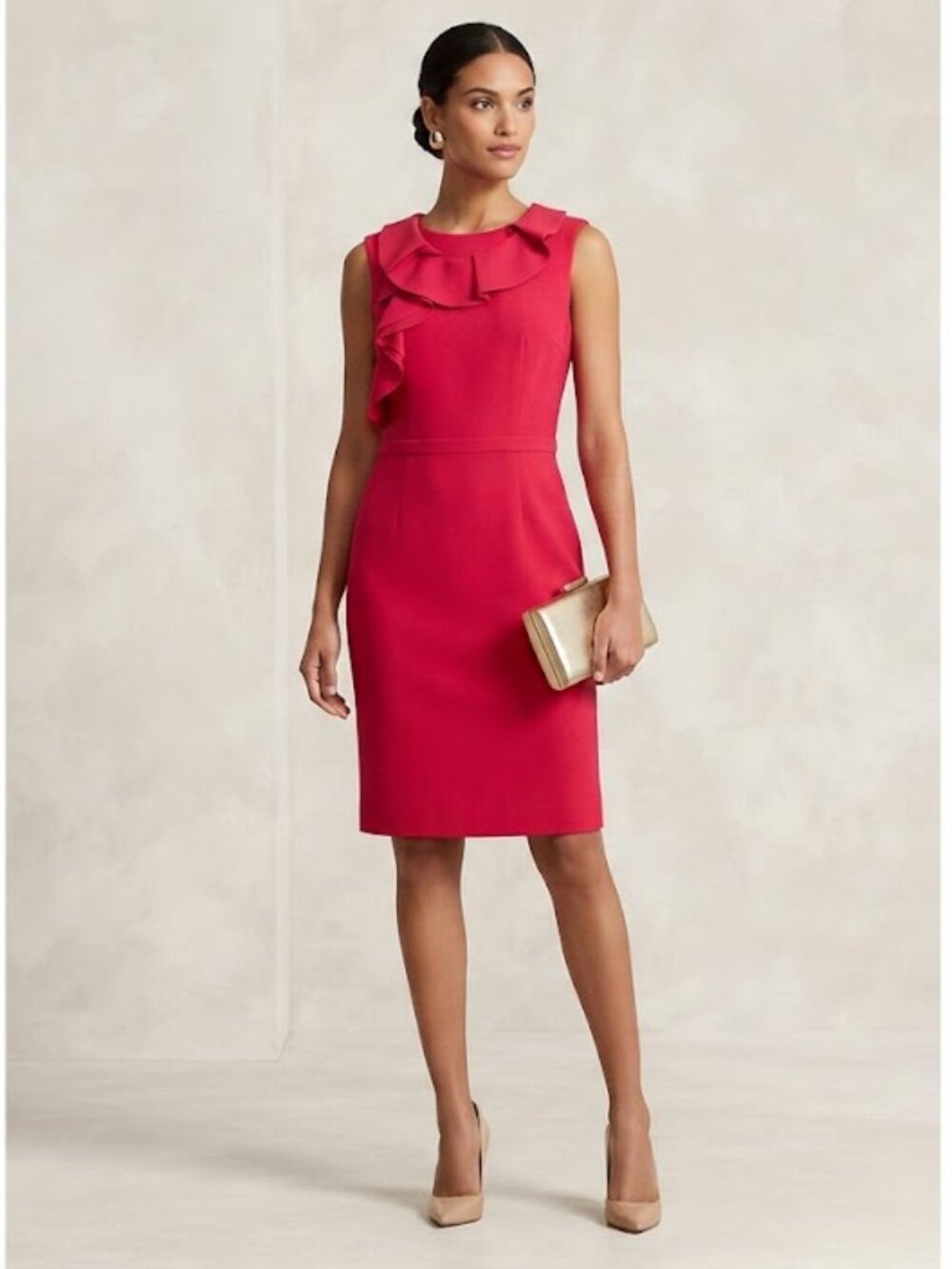 Elie Tahari Ruffle Neckline Sheath Cocktail Size 10- Price DROP!